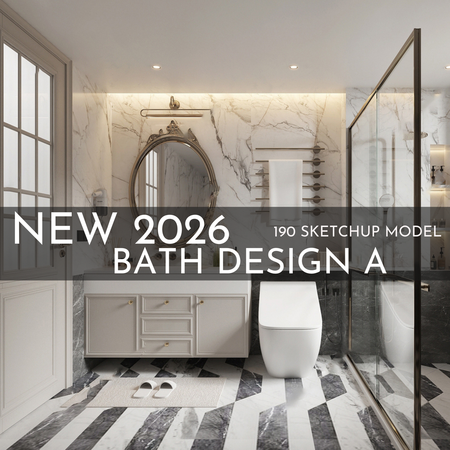 190 Bathroom SketchUp 3D Models | 2026 New Bath Design A | Interior Design Asset Pack