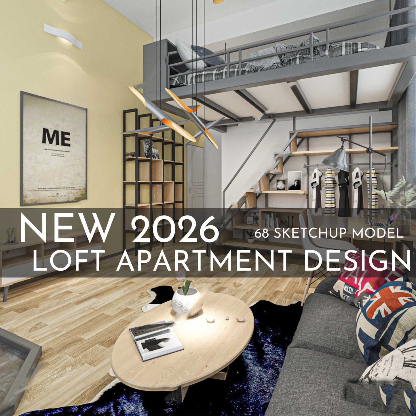 68 Loft Apartment SketchUp 3D Models | Modern Interior Asset Pack