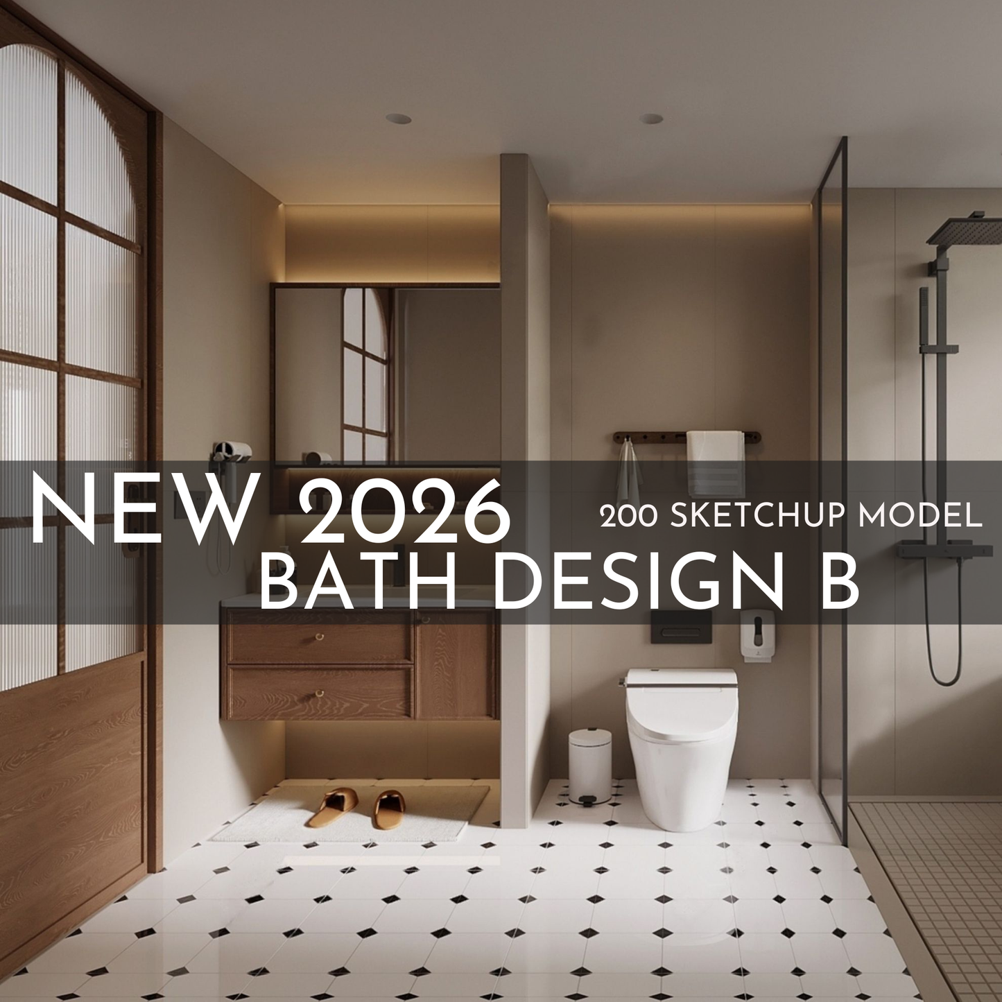 200 Bathroom SketchUp 3D Models | 2026 New Bath Design B | Interior Design Asset Pack