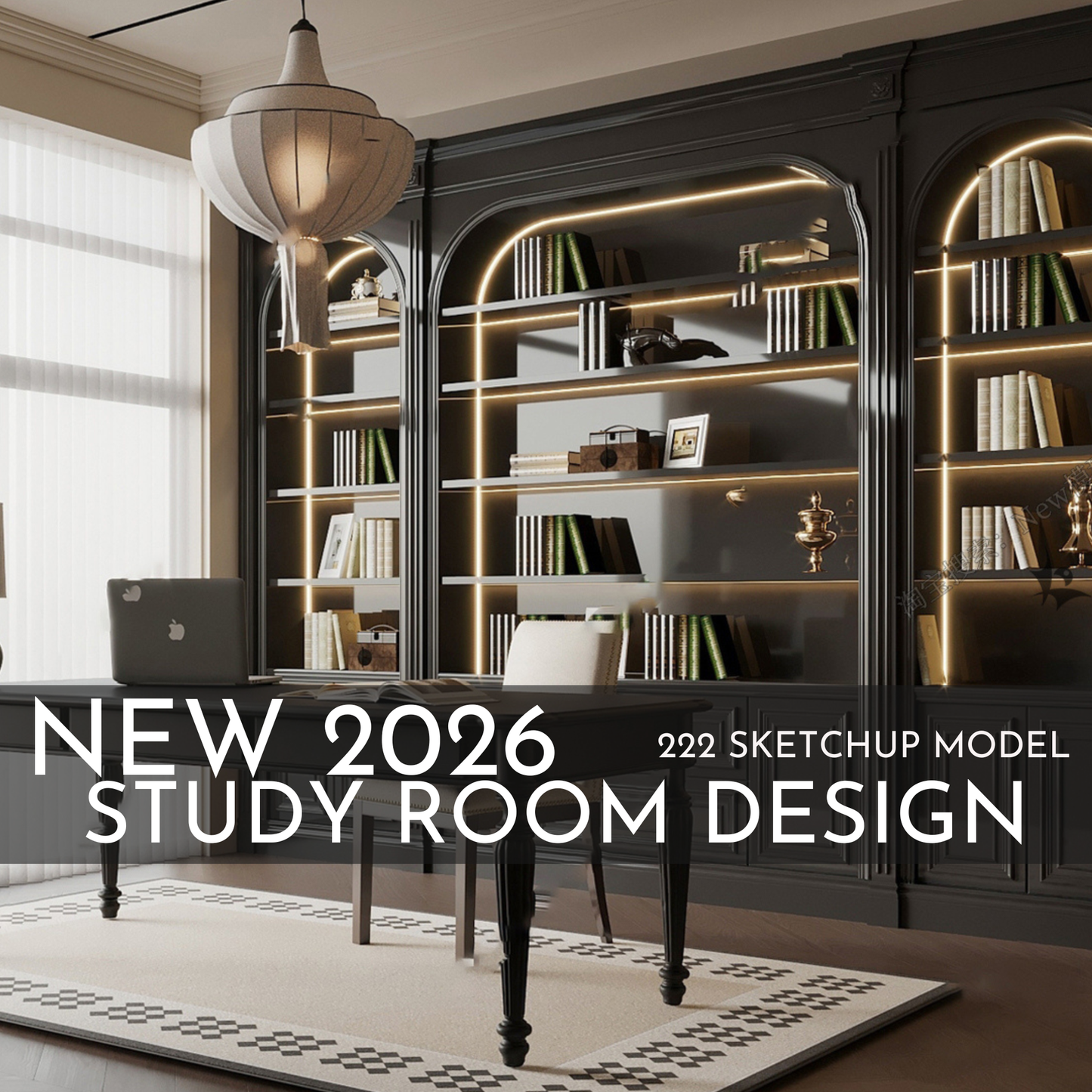 222 Study Room SketchUp 3D Models | 2026 New Design | Interior Asset Pack