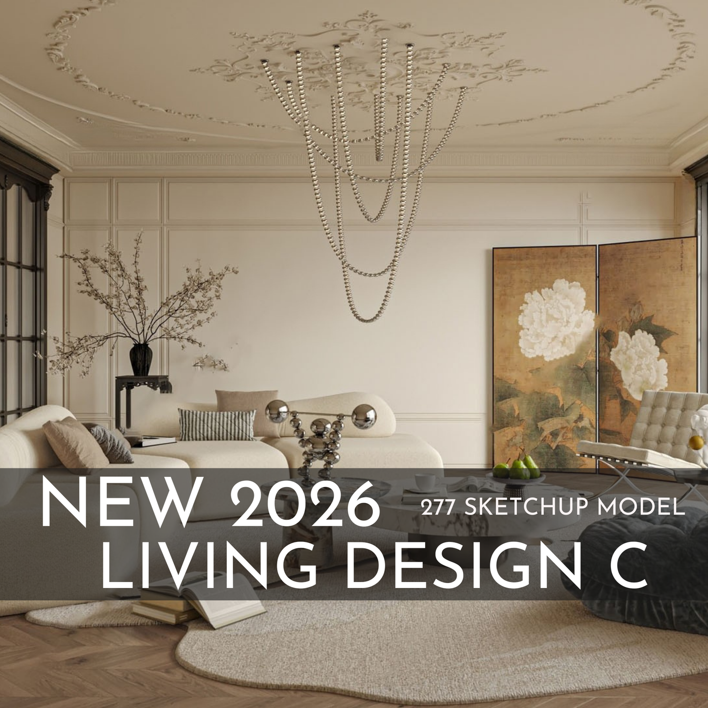 277 Living Room Design C SketchUp 3D Models | 2026 New Design | Interior Asset Pack