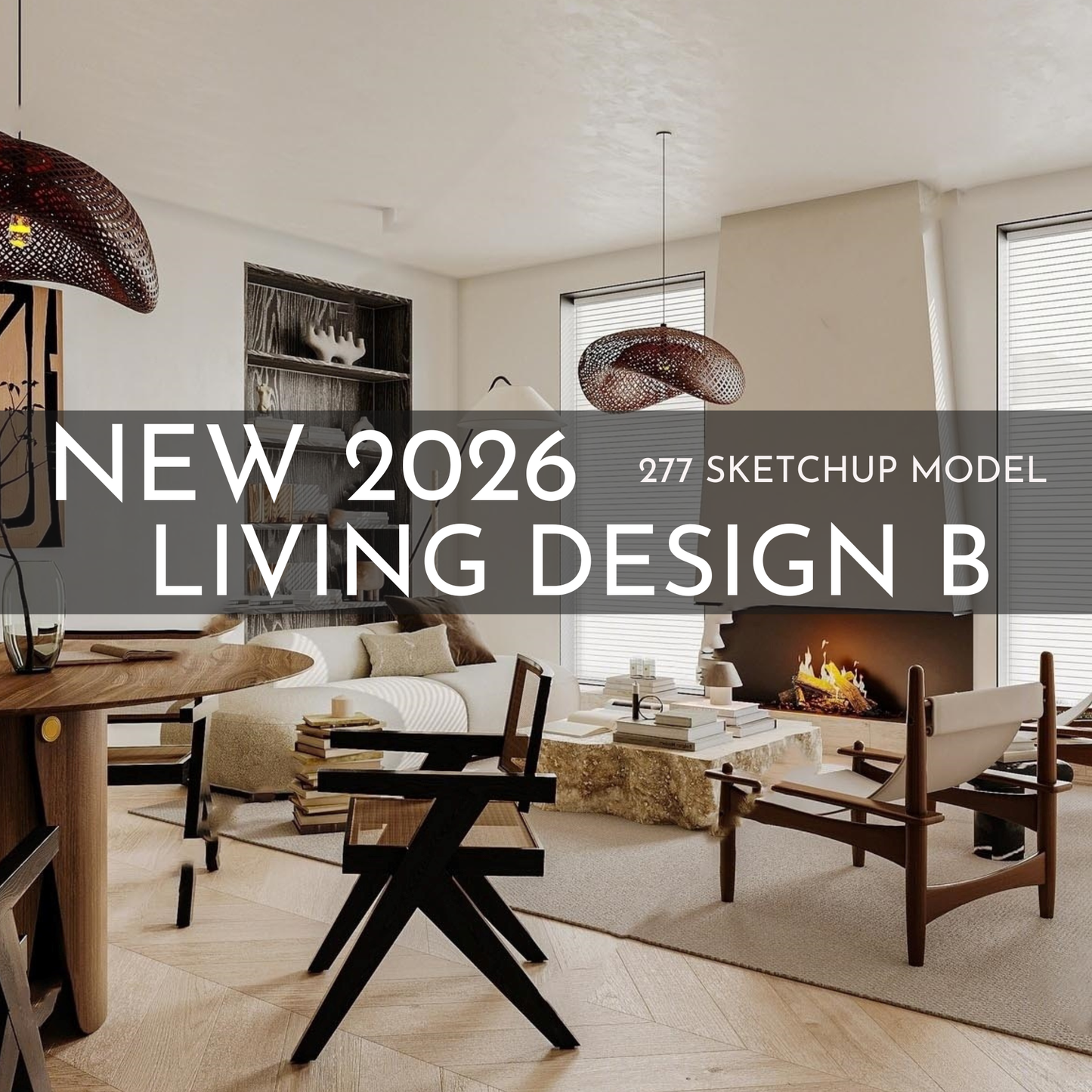 277 Living Room Design B SketchUp 3D Models | 2026 New Design | Interior Asset Pack