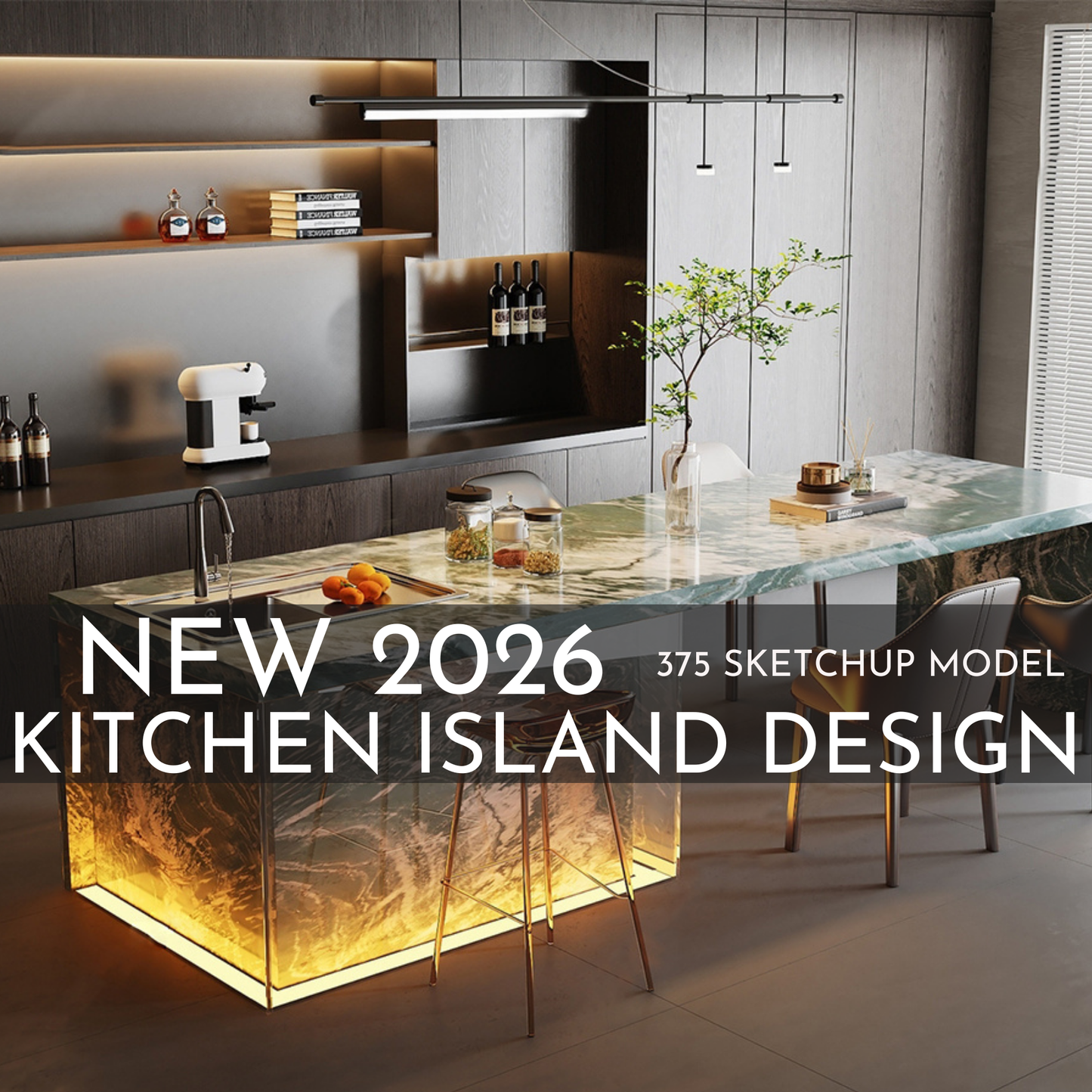 375 Kitchen Island SketchUp 3D Models | 2026 New Design | Interior Asset Pack
