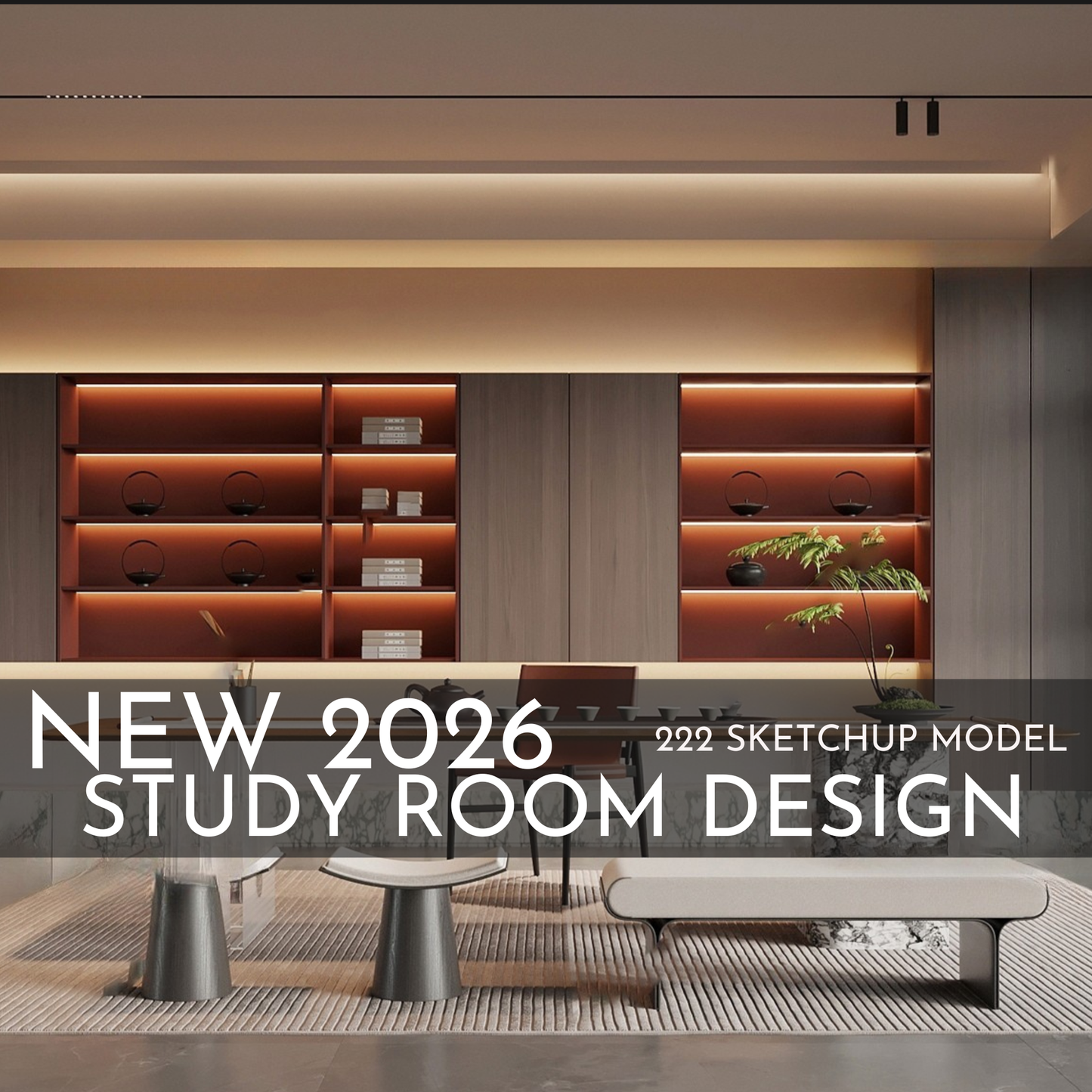 222 Study Room SketchUp 3D Models | 2026 New Design | Interior Asset Pack
