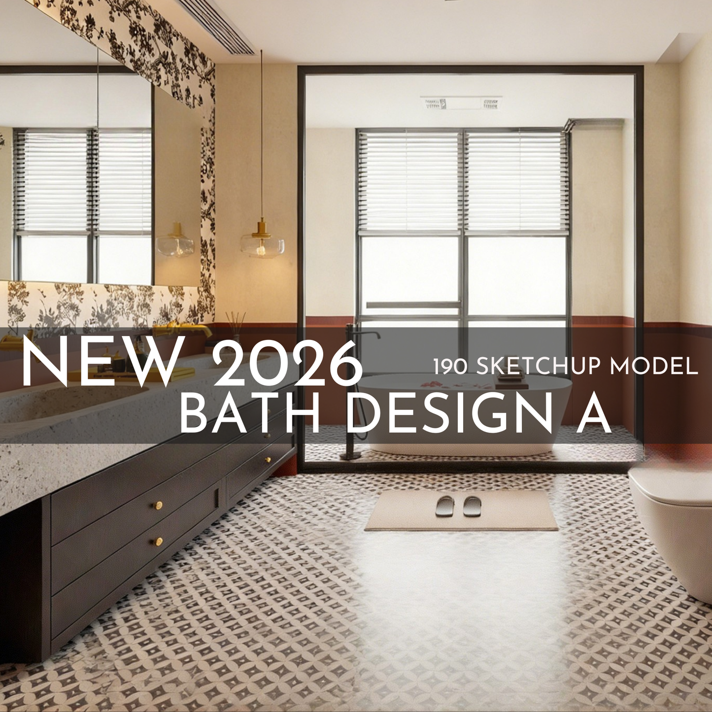 190 Bathroom SketchUp 3D Models | 2026 New Bath Design A | Interior Design Asset Pack