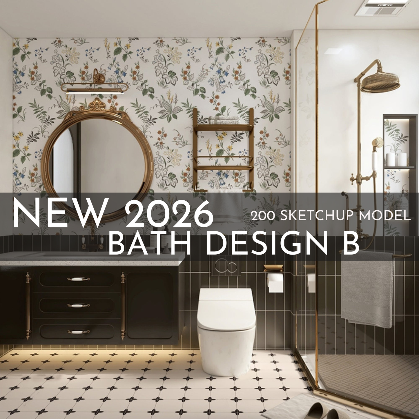200 Bathroom SketchUp 3D Models | 2026 New Bath Design B | Interior Design Asset Pack