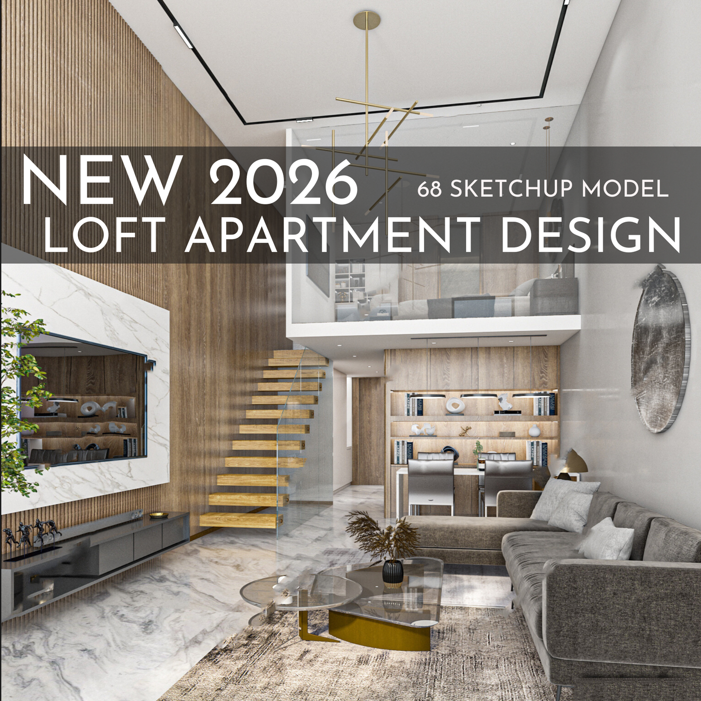 68 Loft Apartment SketchUp 3D Models | Modern Interior Asset Pack