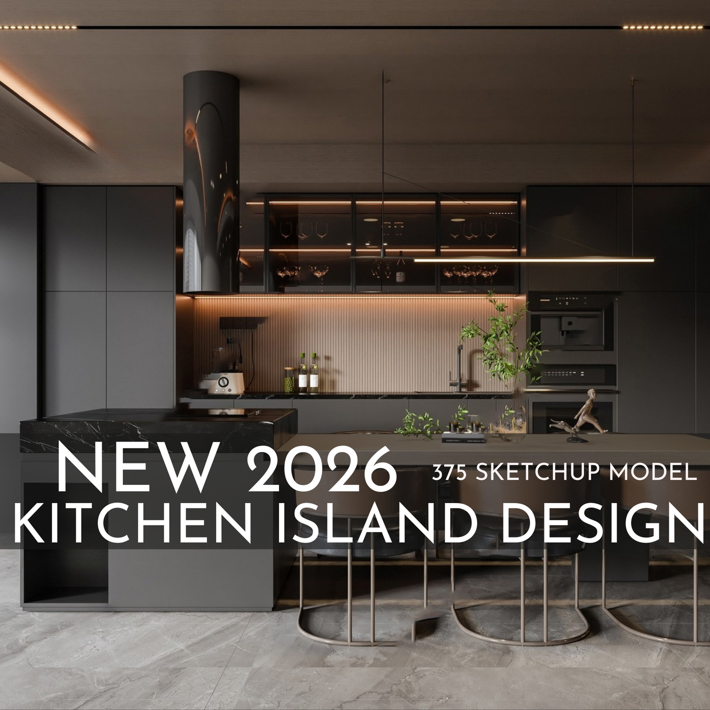 375 Kitchen Island SketchUp 3D Models | 2026 New Design | Interior Asset Pack