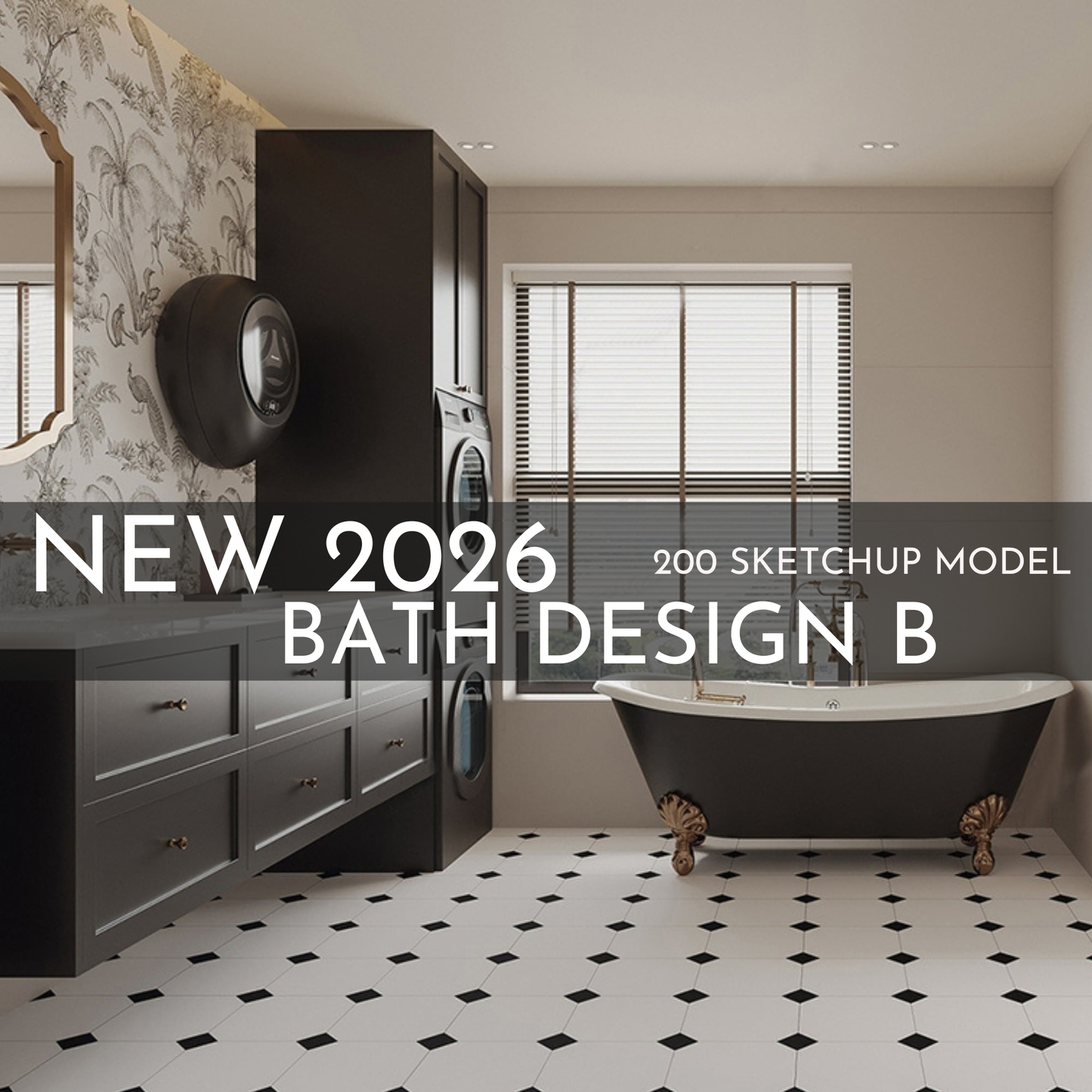 200 Bathroom SketchUp 3D Models | 2026 New Bath Design B | Interior Design Asset Pack