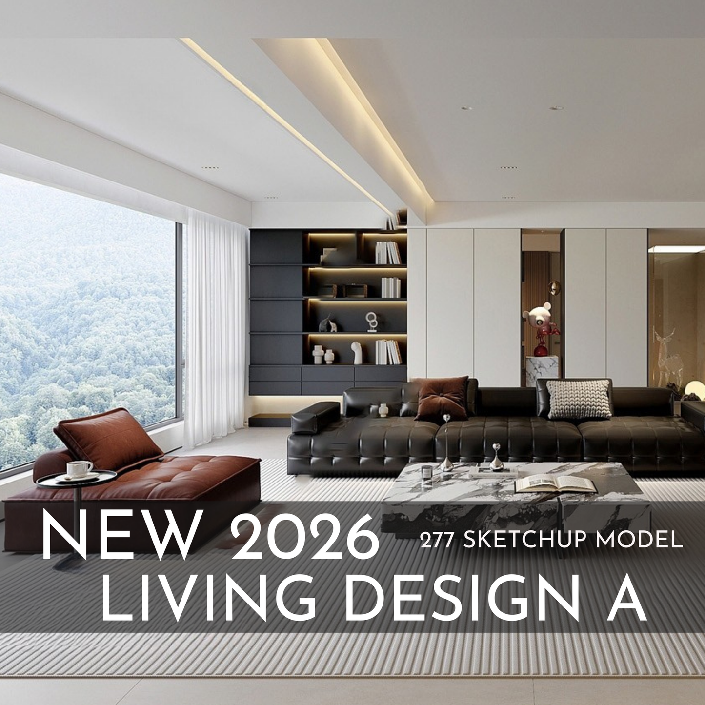 277 Living Room Design A SketchUp 3D Models | 2026 New Design | Interior Asset Pack